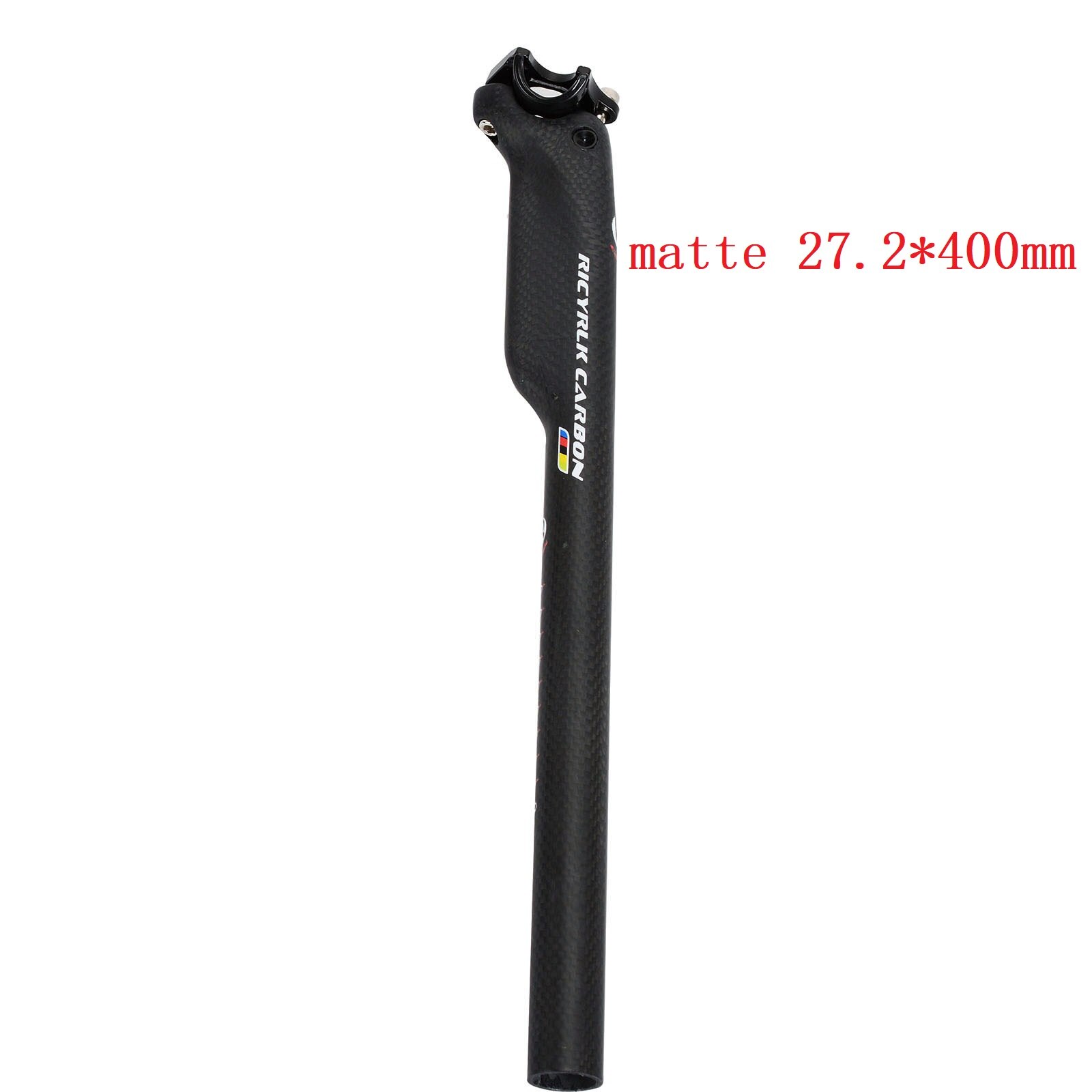 Tija de sillín de fibra de carbono para bicicleta de carretera, poste de asiento de viento de corte, /27,2/30,8x31,6/350mm, 3K, 400: matte27.2x400mm