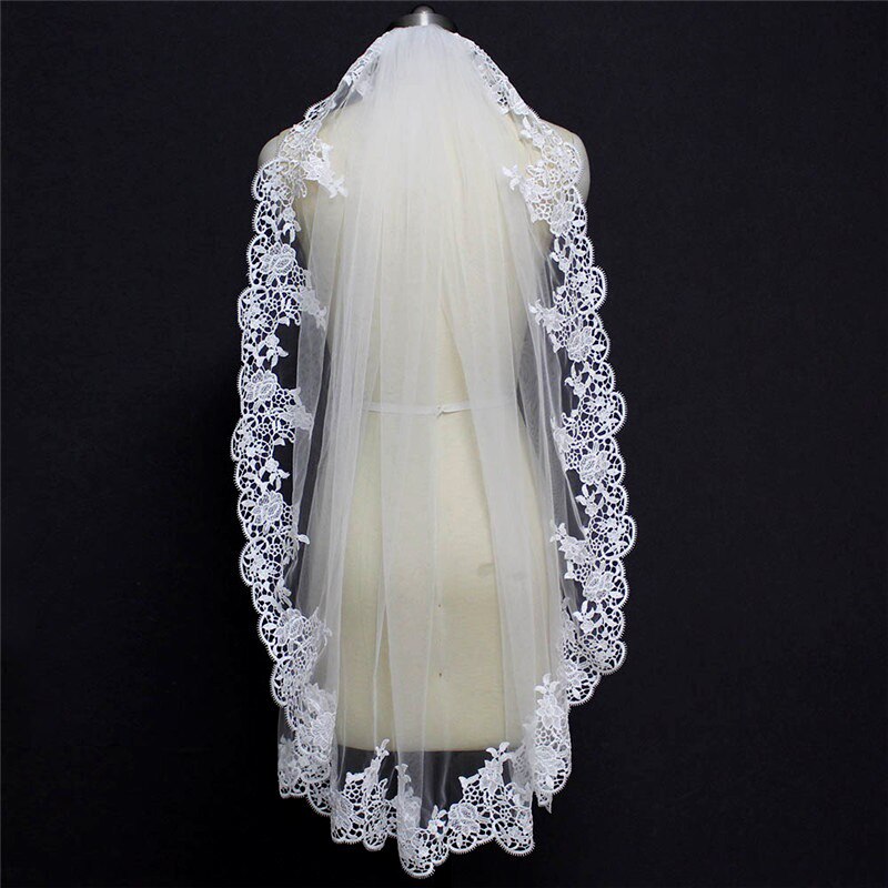 Short Wedding Lace Veil One Layer Without Comb 150CM Wedding Veil Wedding Accessories