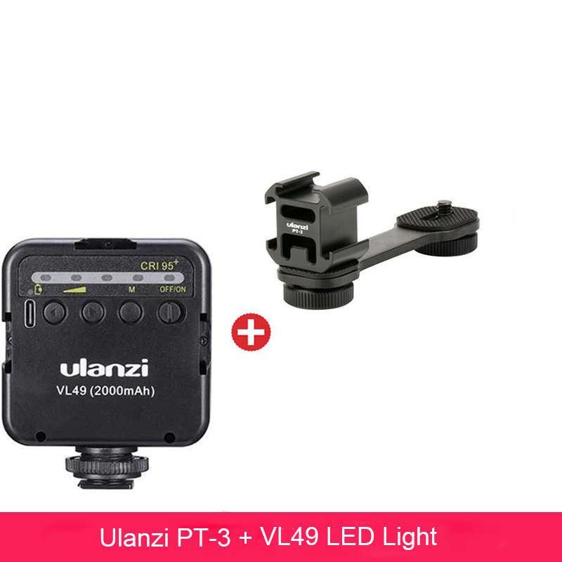 Ulanzi PT-3 Triple Heißer Schuh Mount Adapter Mikrofon Verlängerung Bar für Zhiyun Glatte 4 DJI Osmo Tasche Gimbal Zubehör: With Vl49 LED Light