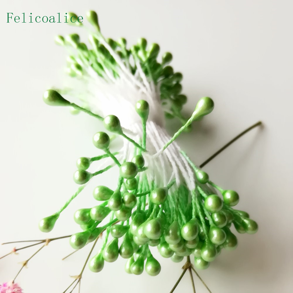 Estambres de flores artificiales para decoración de tartas, adornos de perlas de doble cabeza, varios colores, 3mm de longitud, 65mm, 500 piezas: Naranja