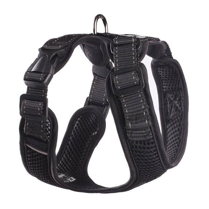 Adjustable Outdoor Protective Harness Collar Pug No Pull Pet Dog Harness For Dogs Training Vest Medium Small Medium Dogs: Black / XL