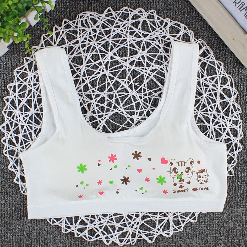 fjøs utviklings-bh, ren bomull, behagelig, pustende, ingen stålring, avtakbar pute, jentebh: 5