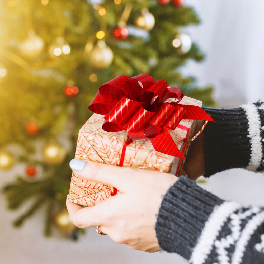 UNOMOR 24PCS Christmas Bows Pull Bows for Decoration Christmas Wrapping Baskets and Wine Bottles Decoration