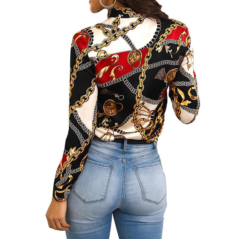Blusa informal de manga larga para mujer, blusa con estampado de cadena a la , modelo explosión