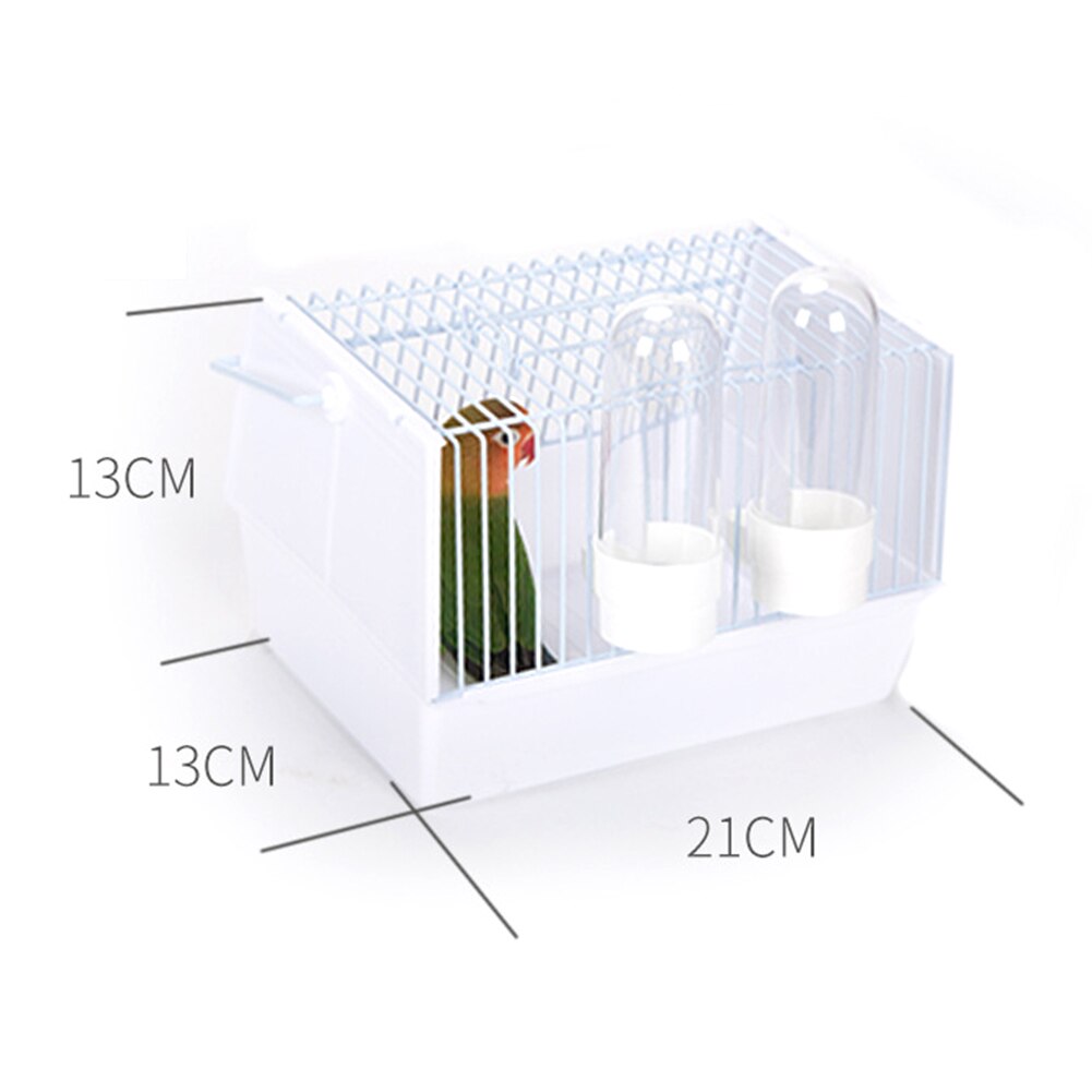 1 PC Bird Travel Cage Portable Handheld Durable Carrier Cage Travel Cage for Cockatiel Peony Mannikin Budgerigar Conure: White with 2 feeder