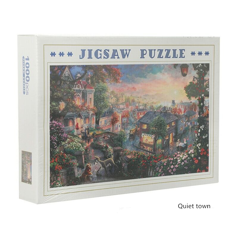 Landscape Jigsaw Puzzle with Picture Puzzle 1000 Pcs Mini Paper Assembly Puzzle Toys for Adults Children Educational Games Toys: Quiet town