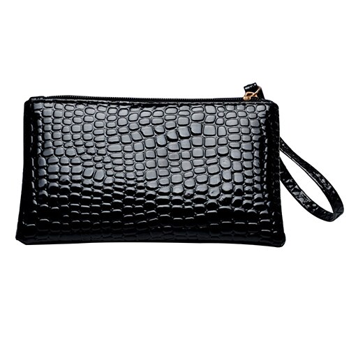 Sac à main en cuir PU pour femmes, pochette à poignet, portefeuille, porte-cartes, maquillage, petite pochette: Black