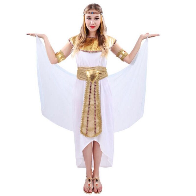 Stijl Egyptische Farao Rollenspel Uniform Koningin Lange Jurk Maskerade Carnaval Cleopatra Kostuum voor Party Show