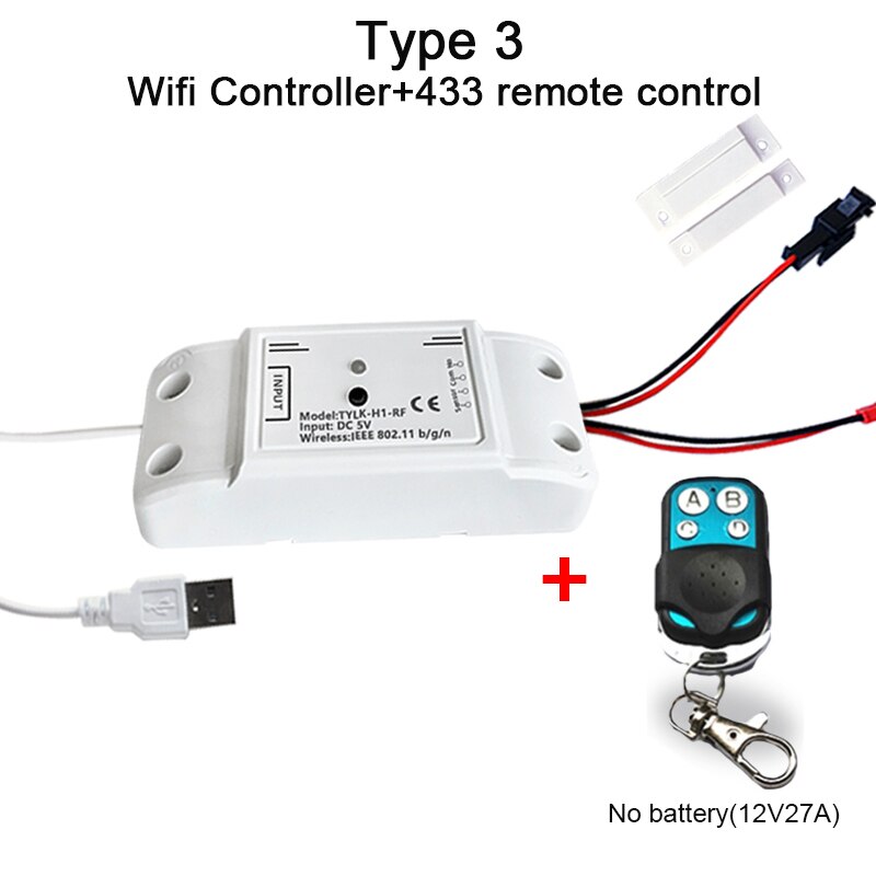 Tuya Smart Life,WIFI Garage Door Opener Controller,Sensor Cable,Gate Automation,RF433 Receiver,Remote Control by Alexa/Google: Type 3