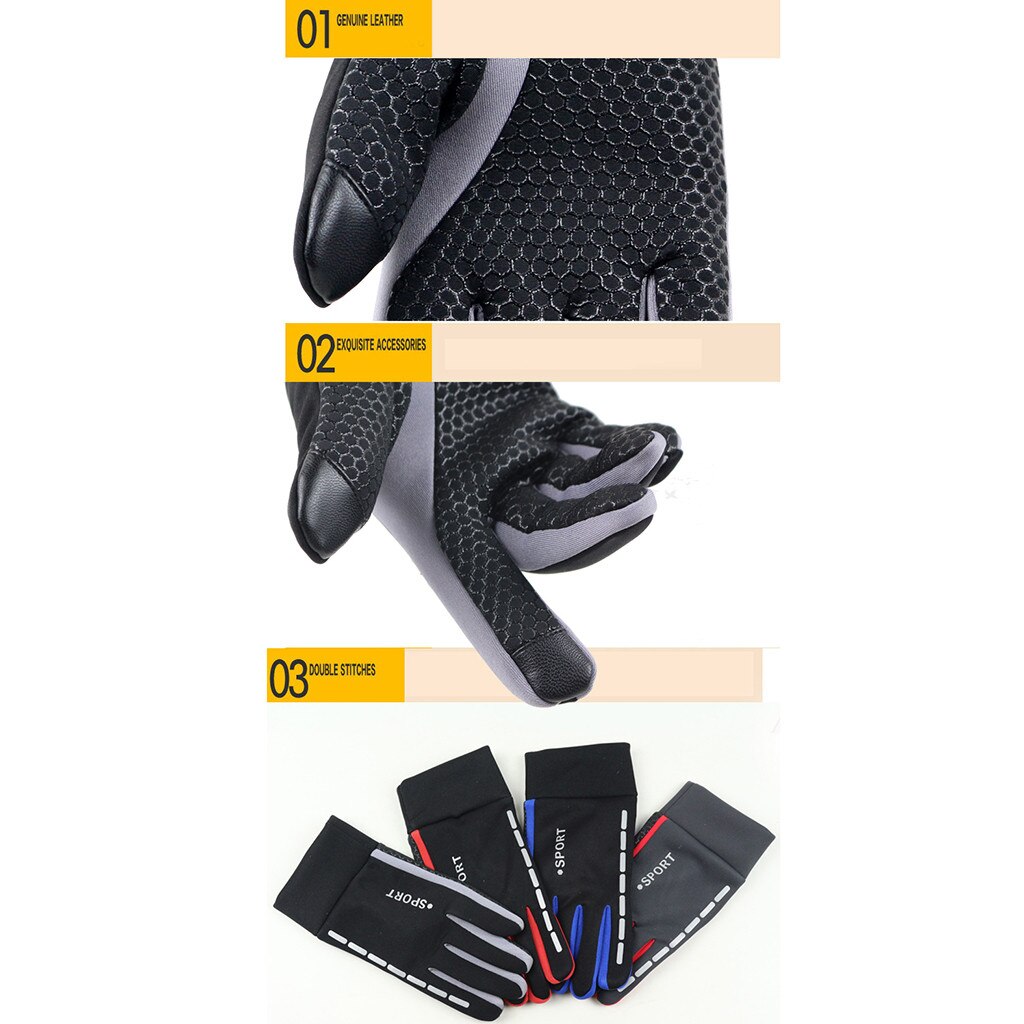 Sagace Handschoenen Heren Winter Koude-Proof Waterdichte Handschoenen Met Elastische Cuffcycling Pluis Warme Handschoenen Koud Weer Winddicht Handschoenen