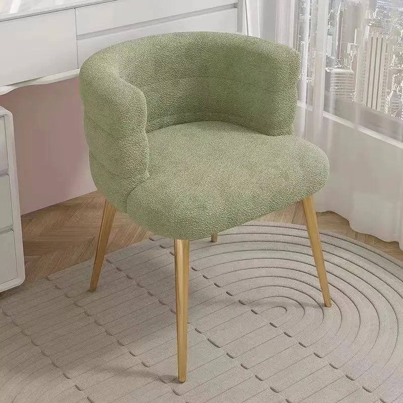 Nordisk chaiselong enkelt doven sofa stol makeup stol uld fløjl soveværelse stue garderobe kommode stole toiletbordsstole: Mørk khaki