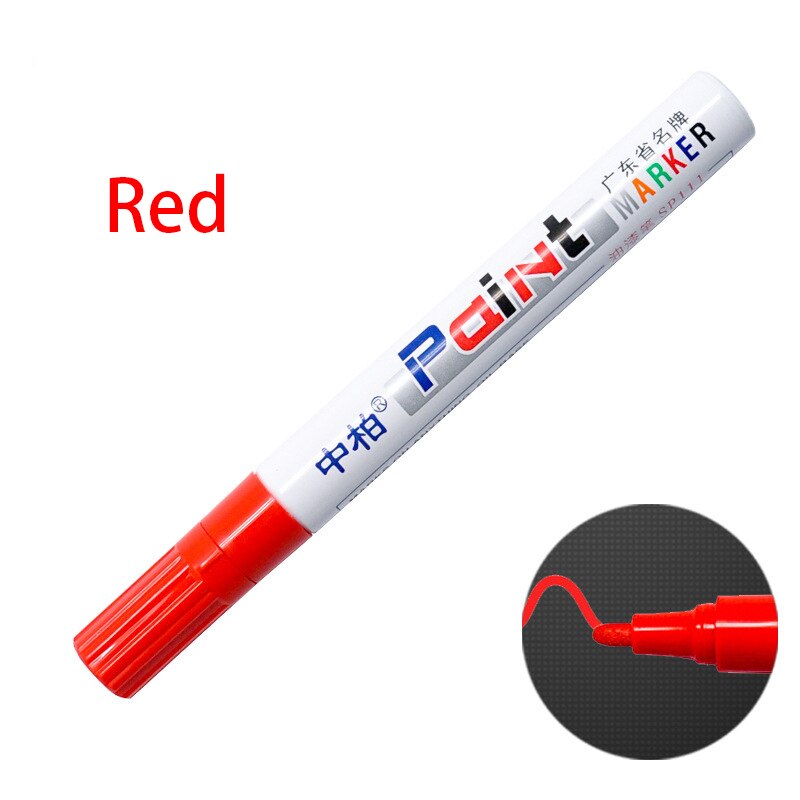 Verf Pennen Graffiti Verf Marker Metallic Permanente Marker Stof Marker Permanent Art Supplies Auto Rubber Tyre Poetsmiddelen: Red 1pes