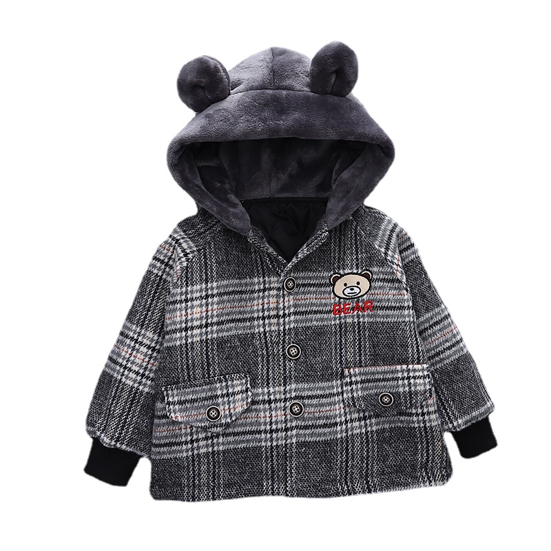 Baby Jongens Meisjes Jassen Winter Baby Katoenen Gewatteerde Jas Kinderen Parka Cartoon Beer Plaid Kids Bovenkleding Student Kleding