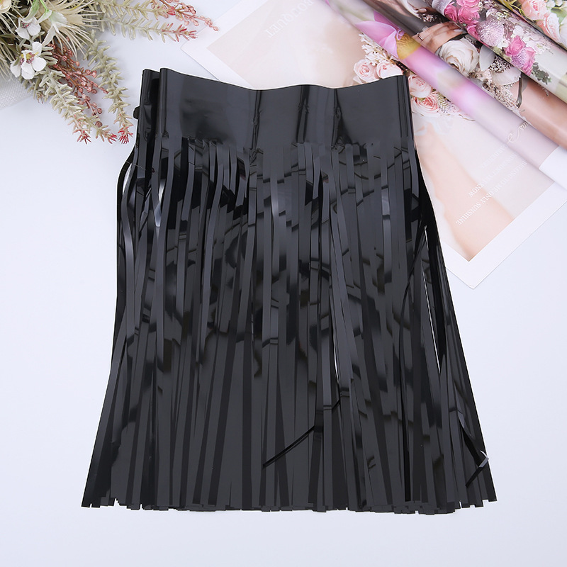 Guirnalda de flecos de aluminio, banderines de 30x300CM para colgar en la pared, cortina, telón de fondo, decoración para boda, de cumpleaños: M / Gris oscuro