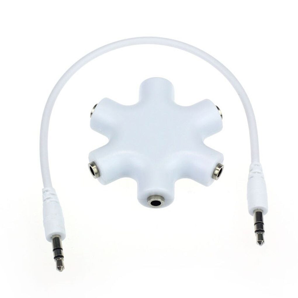 Mix Colors 3.5mm Snowflake Shape 5 Way Stereo Audio Splitter Jack Earphone Headphone Adapter: White