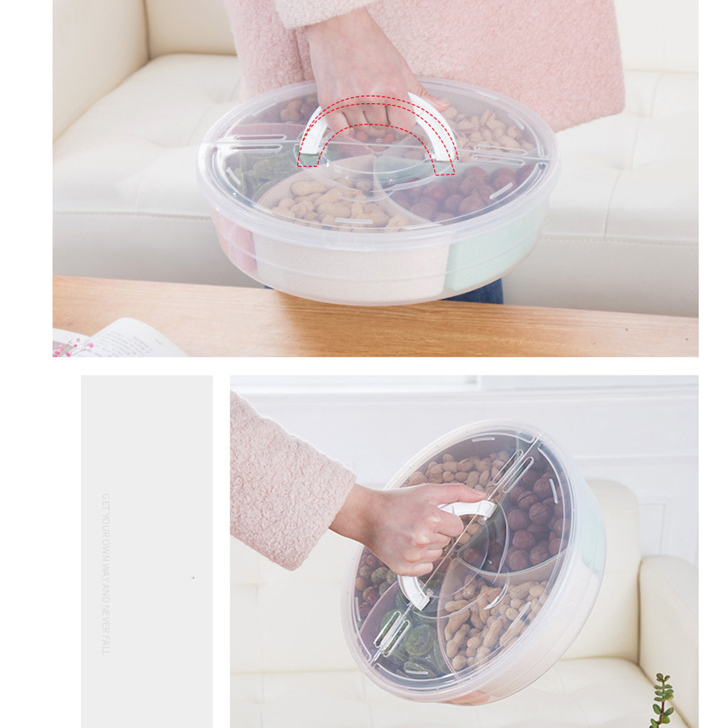Portable Snack Box Candy Food Storage Box Jewelry Storage Box Sealed Portable dried fruit plate compartment storage box &F3