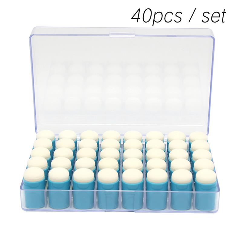 Juego de esponjas para pintar por números, pinceles de espuma para dedos, manualidades, tinta, suministros de arte, herramienta para álbum de recortes, 40 piezas: Azul