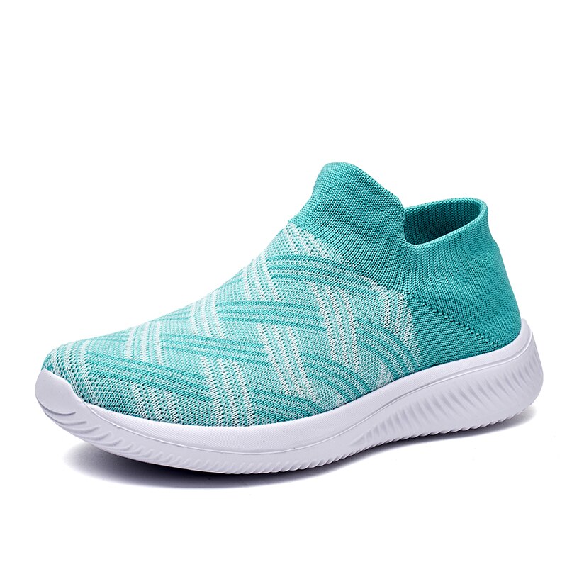 Women Stretch for Casual Shoes Mesh Flat Walking Shoes Sneakers Weaving Socks Sneakers Casual Student Breathable Female: Army Green / 37