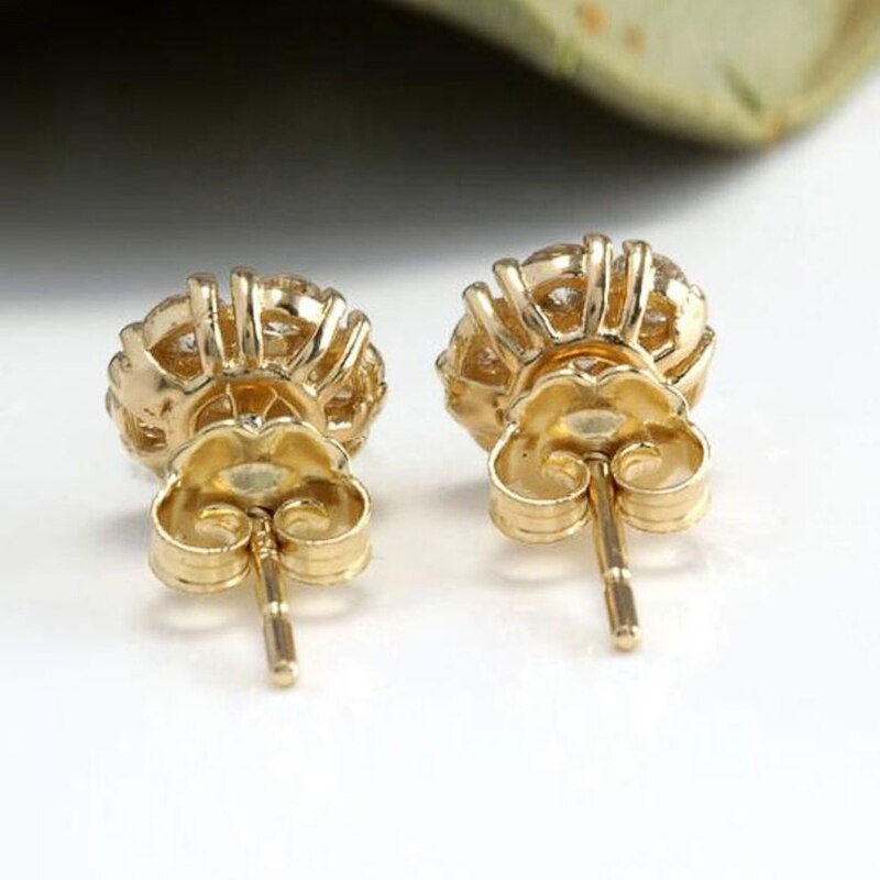 Huitan luxe gouden oorbellen met schitterende zirkonia steentjes, delicate kleine oorbellen voor dames, klassieke sieraden
