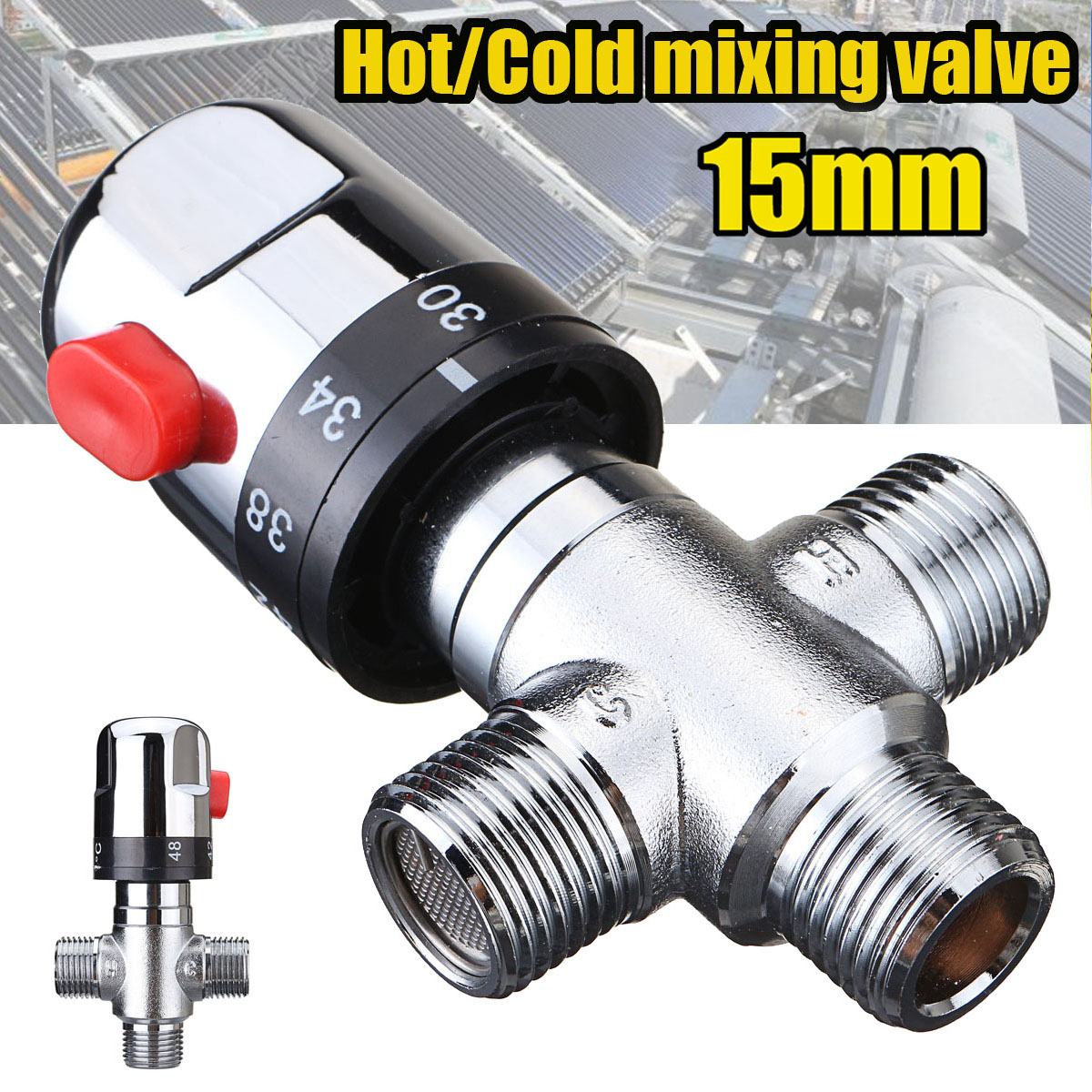 15MM 3 Way Thermostatic Mixing Valve Shower Water Temperature Control Mixer /Cold Thermostatic Shower Mixing Valve