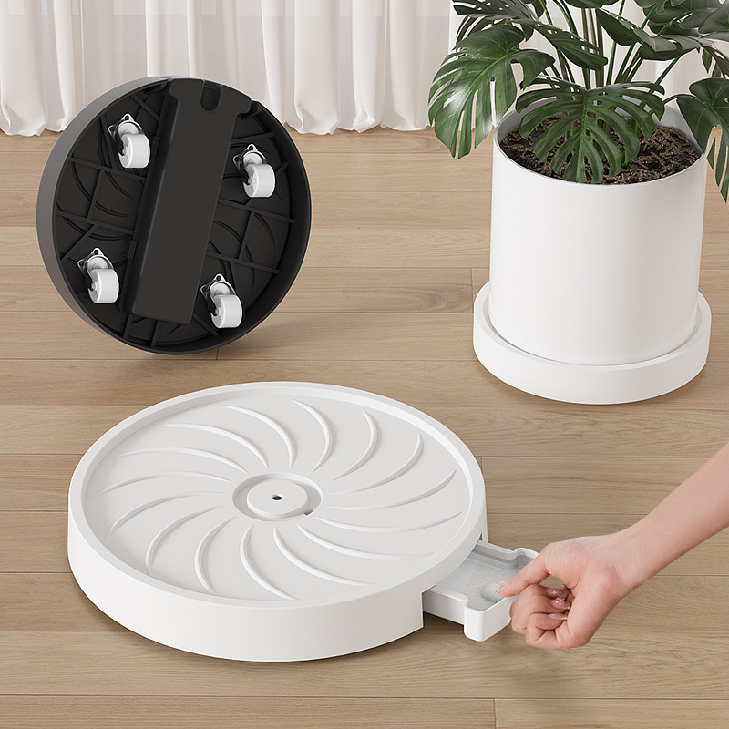 Universal hjul blomsterpottebase stille usynlig balkong utendørs hage blomsterpotte mobil brett plast fortykket hageutstyr