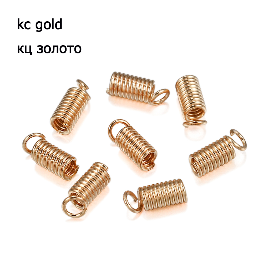 100pcs Metal Spring Crimp Clasps Leather Coil Cord Ends Fastener End Caps Connectors For DIY Bracelet Jewelry Making Accessories: S / Blue