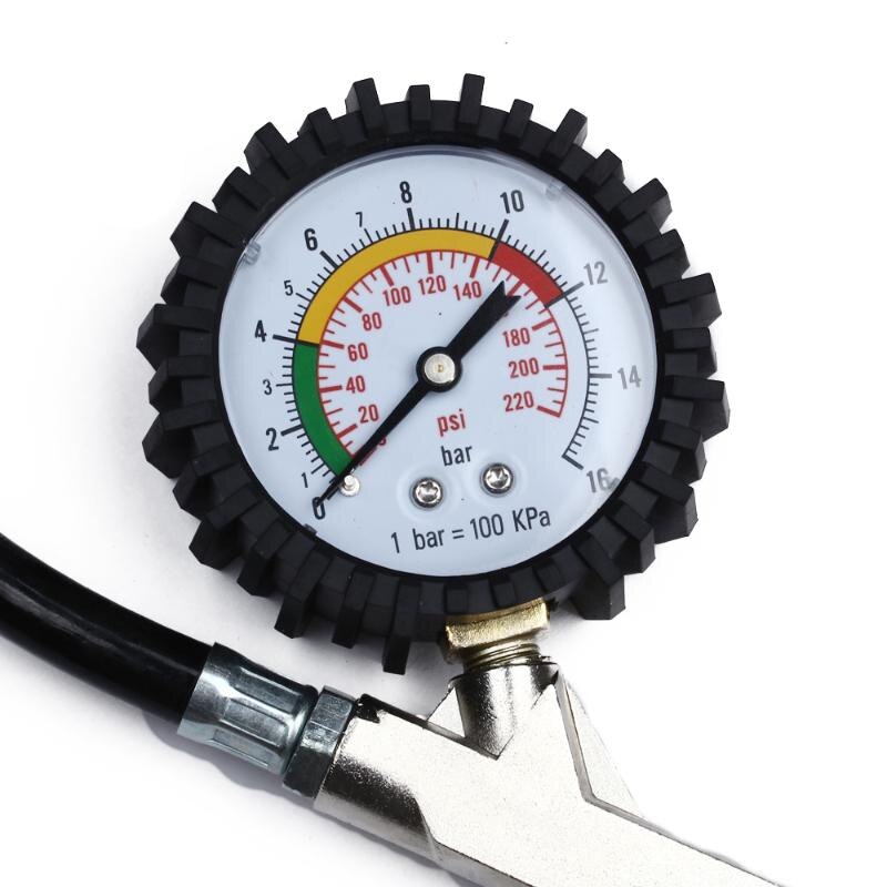 0-16bar/0-220psi Tire Air Pressure Inflator Gauge Analog Dial Inflation Inflated Pumps Deflated Repair Tools for Motorcycle Car