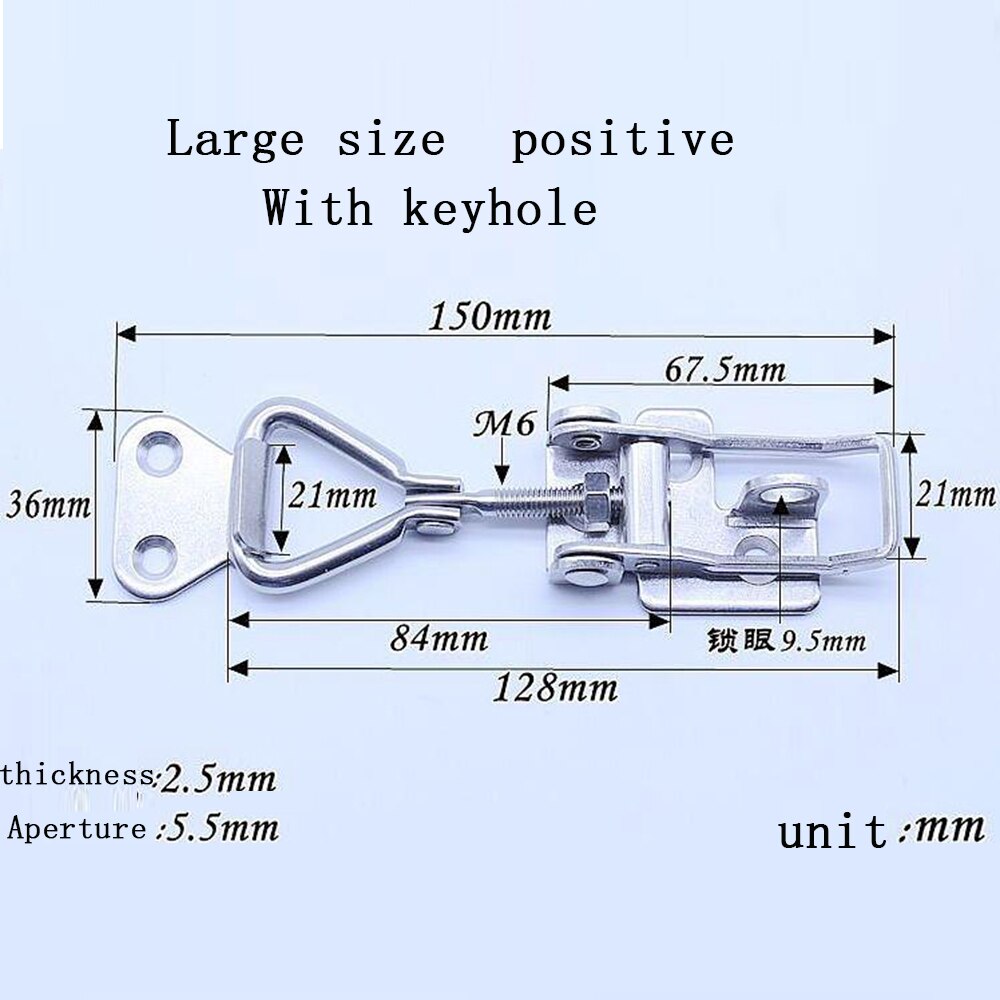 304 stainless steel latch lock, toggle door latch, toggle door clip adjustable cabinet box handle door lock, buckle for sliding: 2pcs-L