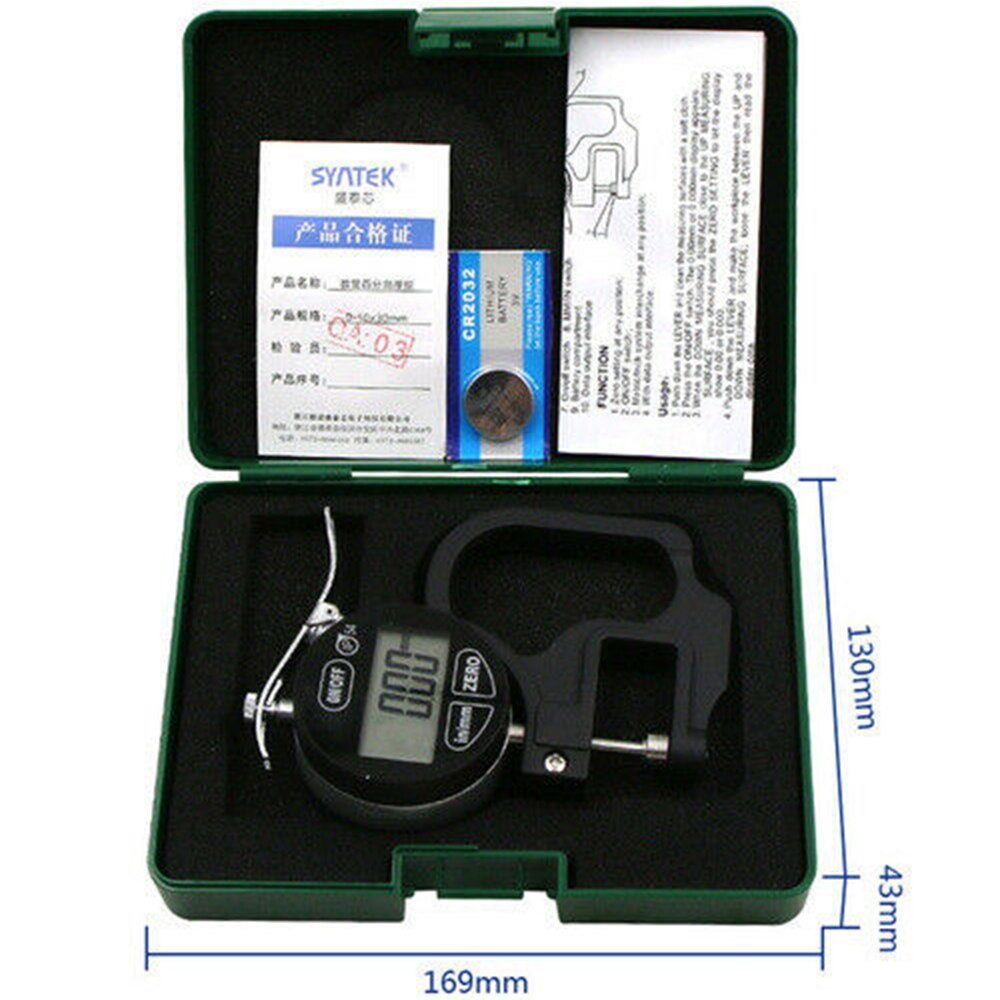 0.01mm High Accuracy Electronic IP54 Thickness Gauge 10mm 0-0.4" Touch Keys Digital Micrometer 0.01mm Oil-proof Thickness Meter