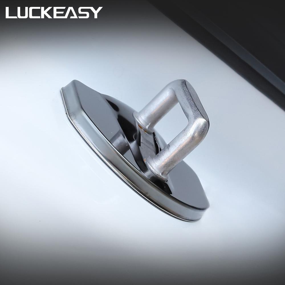 LUCKEASY Door door lock stainless steel protective cover for Tesla Model 3 Imitation carbon fiber / black 4pcs / set