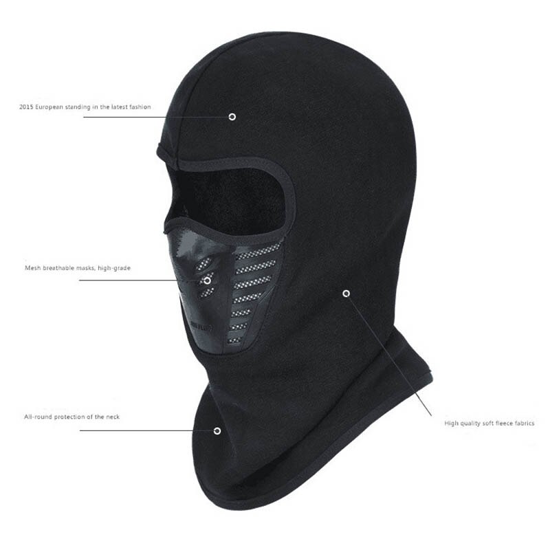 Warm Full Face Mask Cover with Breathable Mesh Silicone Panel Winter Fleece Neck for Adults QP2