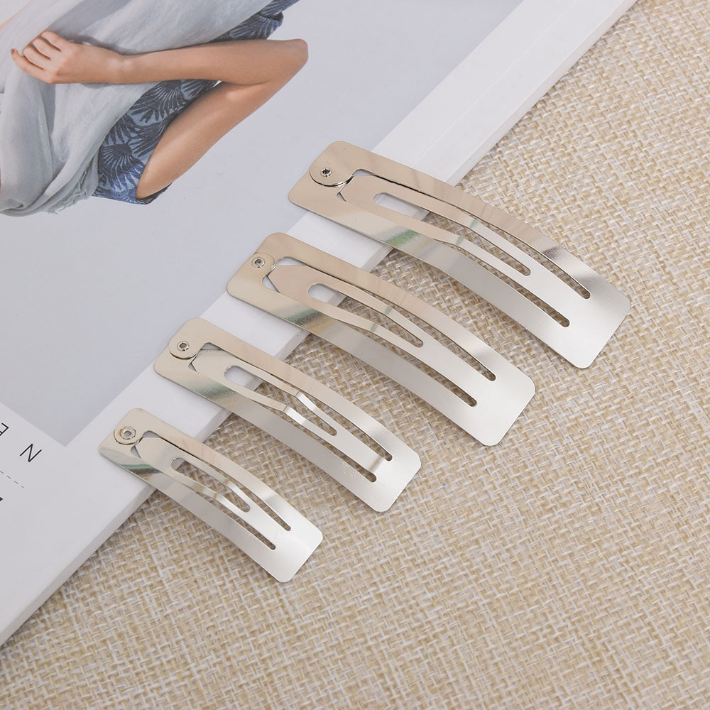 1pc Silver Snap Hair Clips Square Metal Hair Barrettes for Kids Girls and Women For Womens Hair Grips Hair Accessories