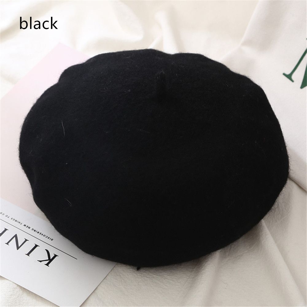 Gorros de boina de fieltro para otoño e invierno, sombrero de pintor francés a la para mujer, boinas de Color sólido a la para niñas, gorra plana multicolor para mujer