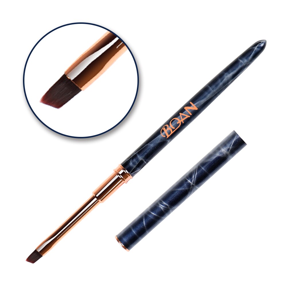 ANGNYA-pincel de mármol negro para uñas, cepillo de Gel UV para manicura, pluma de extensión de Gel acrílico, cepillo de dibujo y esmalte de uñas, 1 ud.: oblique