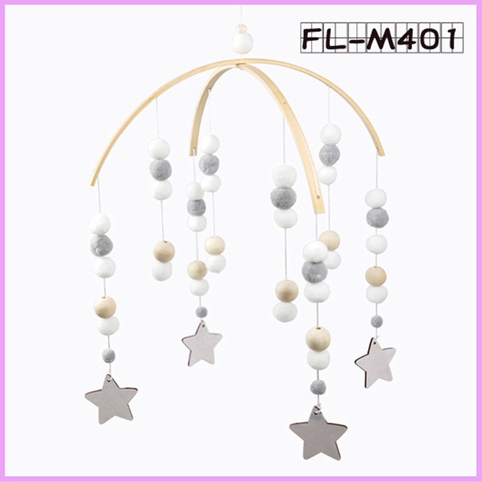 Mugoyrt presepe calde sonagli mobili in stile nordico sonagli palle di lana campana a vento neonato lettino appeso campana decorazione della stanza infantile giocattolo: colore 2