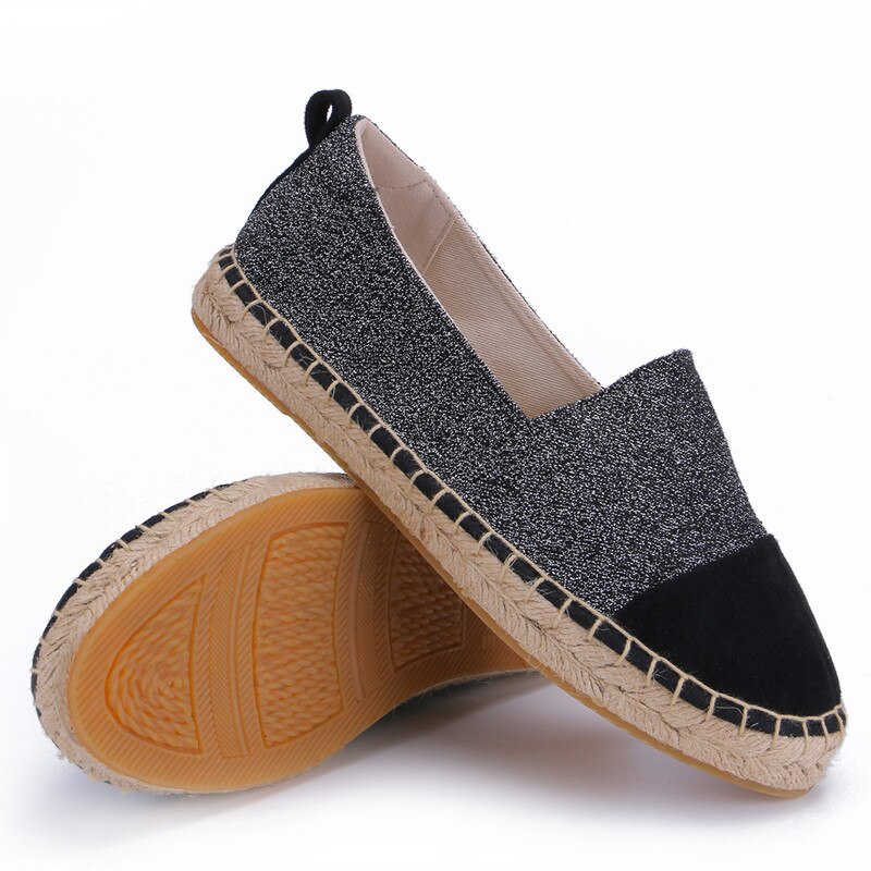 MInmclas chaussons pour femmes Bling été confortable dames femmes chaussures Espadrilles décontracté respirant lin chanvre toile pour les filles: sliver / 8