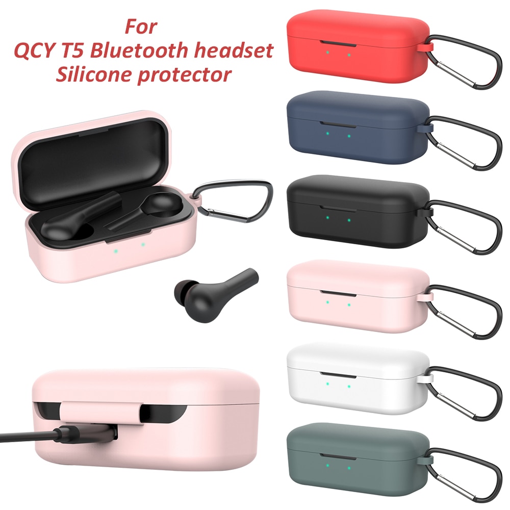 Silicone Oortelefoon Case Voor Qcy T5 Echte Draadloze Bluetooth Oortelefoon Shockproof Beschermende Tassen Voor Qcy T5 Cover Case Opladen Doos