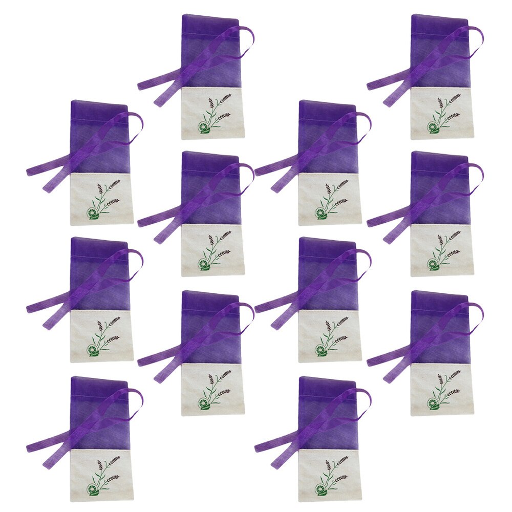 12pcs Lavender Sachets Empty Sachets Bags Gauze Storage Bags for Spice Packing: Deep purple