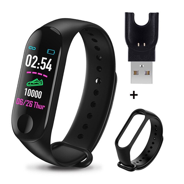 M3 Smart Bracelet Heart Rate Blood Pressure Health Waterproof Smart Watches M3 Pro Bluetooth Watch Wristband Fitness Tracker: Black Blue