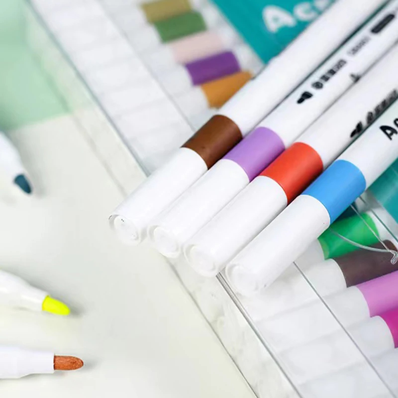 12-80 Colors Acrylic Marker Rock Painting Set for Kids Stone Paint Pens Set Ceramic Glass Wood Manga Art School Supplies