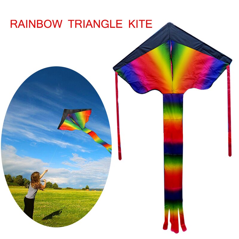 Enorme Rainbow Kite Outdoor Games Speelgoed Grappige Gradiënt Kleur Kite Lange Staart