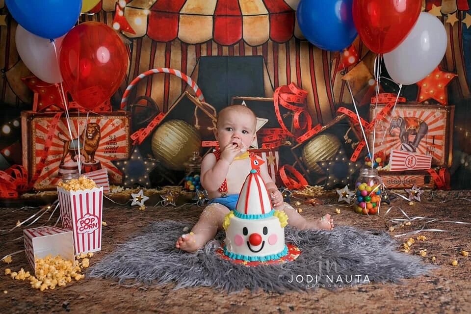 Mocsicka cirkus under stjärnorna bakgrund barn födelsedag fotografering photozone nyfödd baby tårta smash bakgrund fotostudio