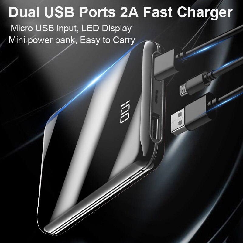 20000 mAh Power Bank Quick Charge Dual USB Schnelle 20000 mAh Power Für Xiaomi Tragbare Ladegerät Externe Batterie Pack