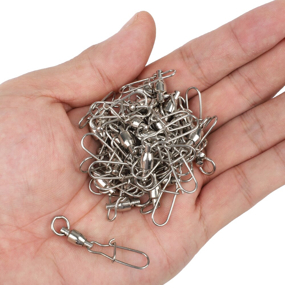 DONQL 20pcs/Box Reinforced Fishing Swivels Connector Interlock Snap 0#-6# Strong Ball Bearing Rolling Swivel Link Fishing Tackle