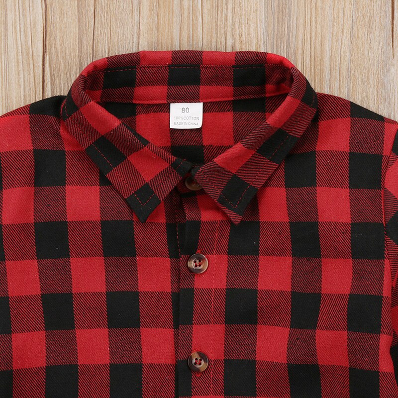 Red Plaid Kleinkind, Kinder, Junge Mädchen Langarm Zurück Brief Drucken Überprüfen Blusa T-shirt T Tops Kleidung 2-7Y