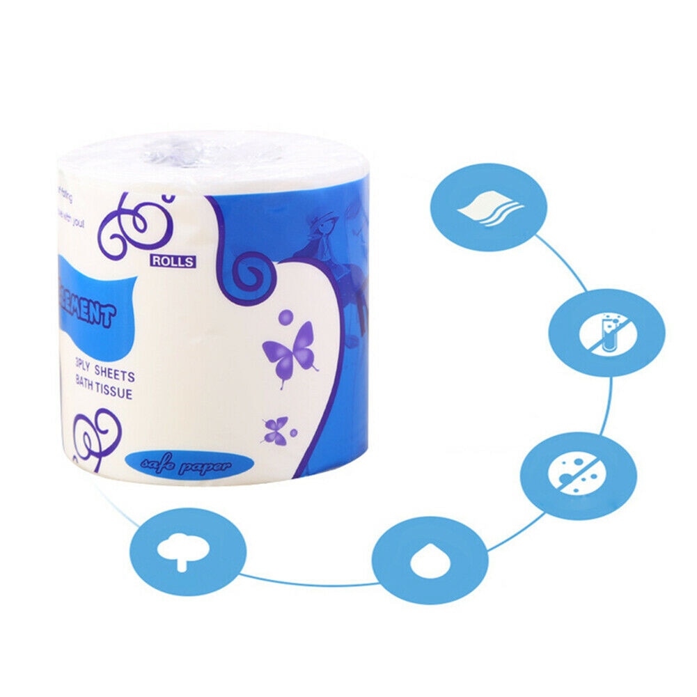 Rollo de papel higiénico de Capa 3, tejido blanco suave para el hogar, para baño, respetuoso con la piel WH998