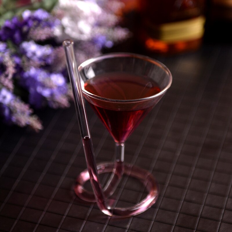 Spiral cocktail glass rotating martini glass vampire glass long tail cocktail glass