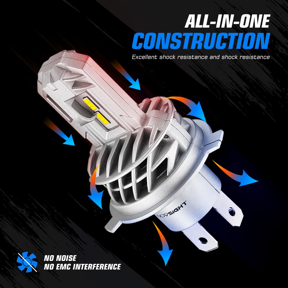 NOVSIGHT Motorcycle Headlight Bulb Led H4 H7 H11 1:1 Mini Size 6000K White 5000LM 25W 12V Motorcycle Headlamp Bulbs