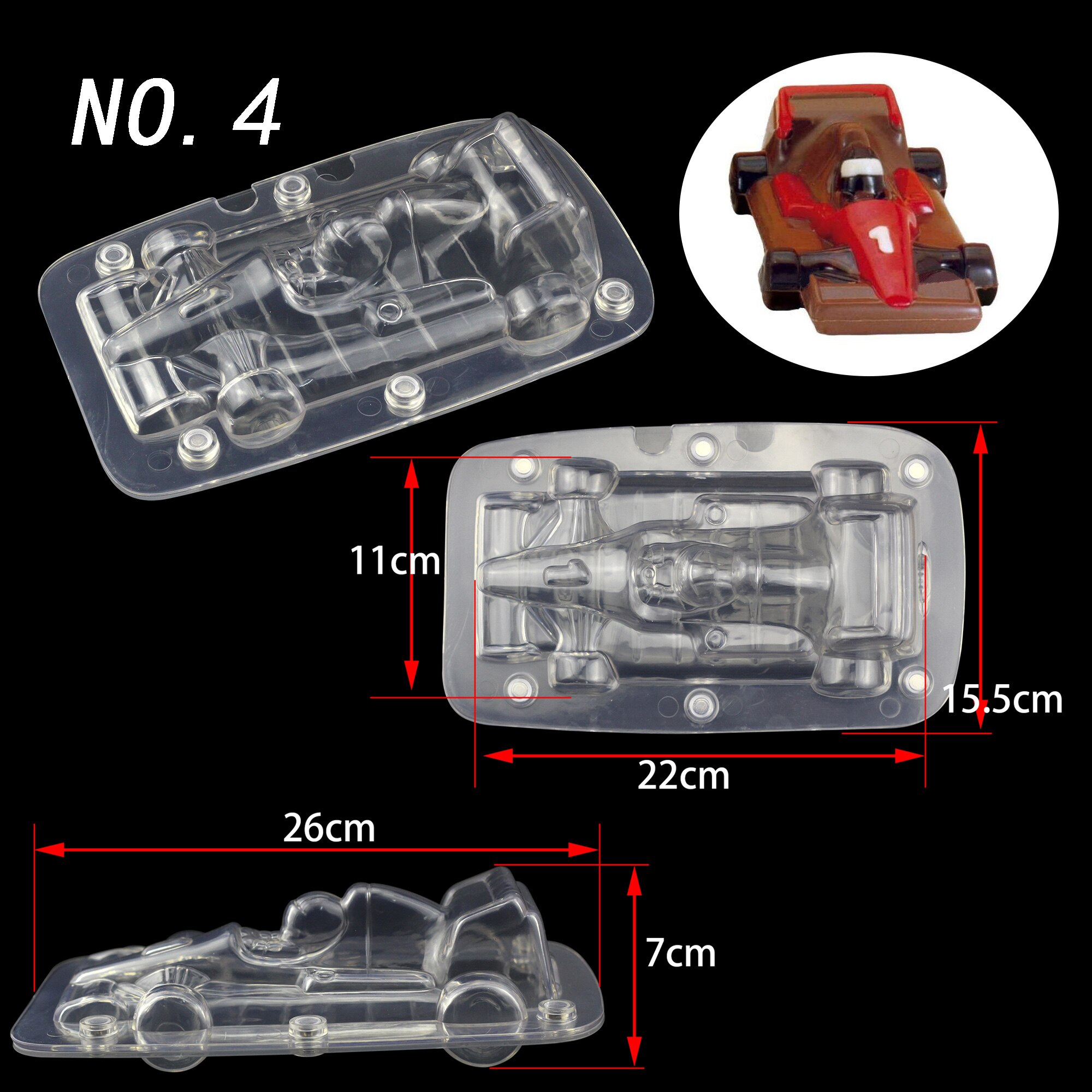 3D car shape Polycarbonate Chocolate Moulds Chocolate Candy Bars Molds Tray Polycarbonate Plastic Form Flowers Baking Pastry Ba