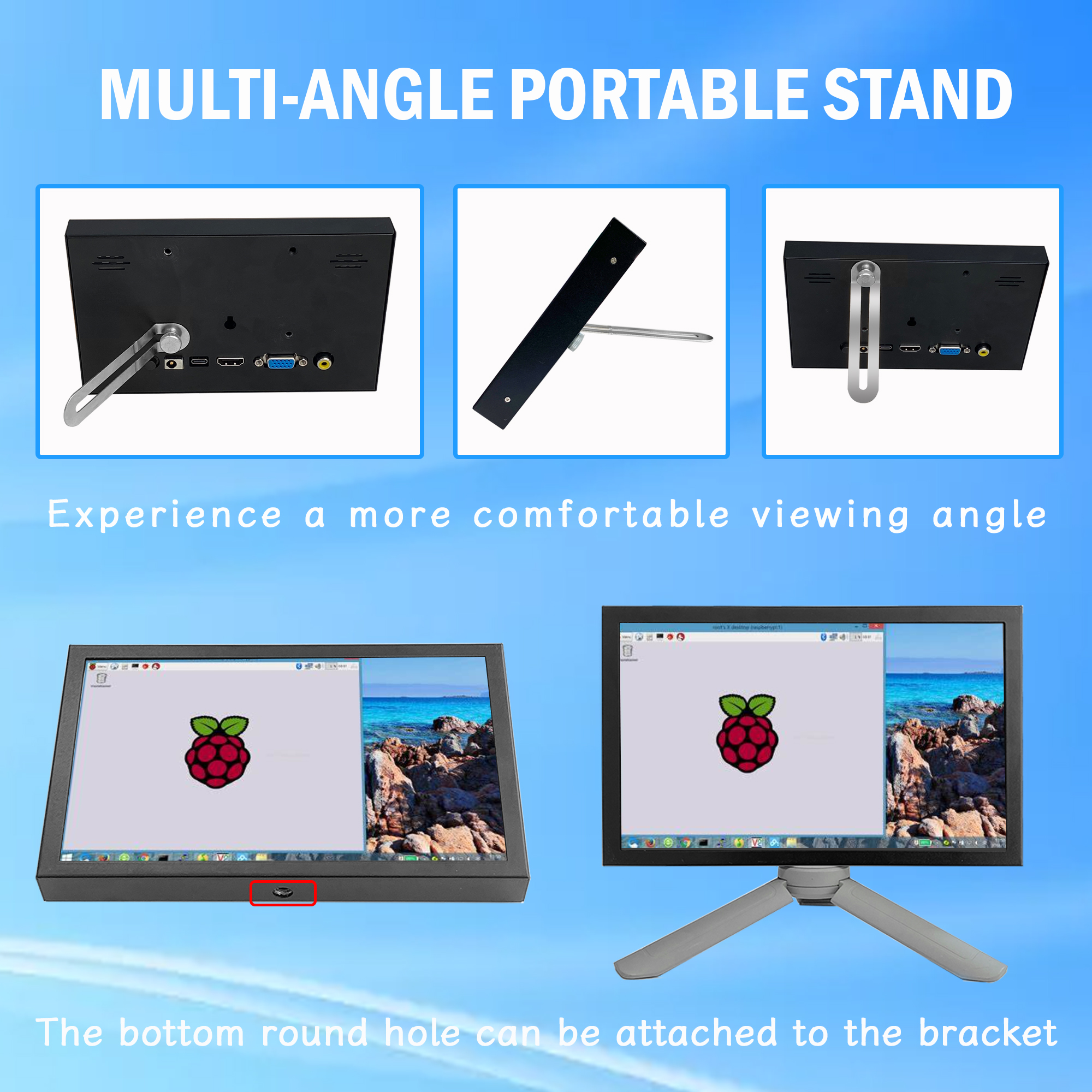 Pantalla multiinterfaz AV/DC/HD/VGA, segunda pantalla de pc de 7 pulgadas, pantalla Raspberry pi para interruptor PI3 Pi4 AIDA64